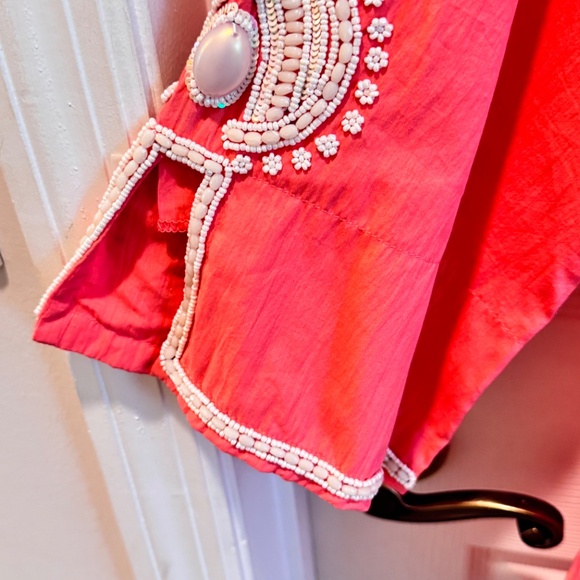 Woman's Tunic, Peach, Beaded, Applique, Size XL - Picture 5 of 13